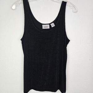 Chico's Travelers Black Tank Top Scoop Neck Sz L/12 Capsule Wardrobe Minimalist